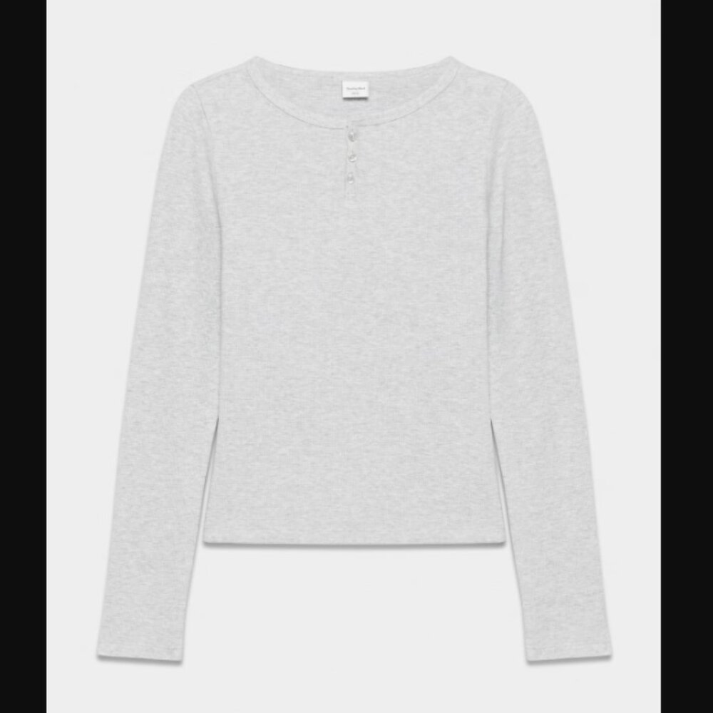 Aritzia Sunday Best Baby Waffle Rory Henley Long Sleeve Button Crewneck $35.00 - Picture 7 of 14